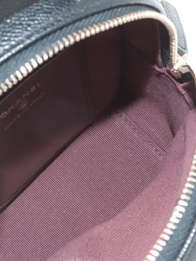 Pre-owned Chanel 2021-2025 Mini Cc Quilted Caviar Backpack In Black