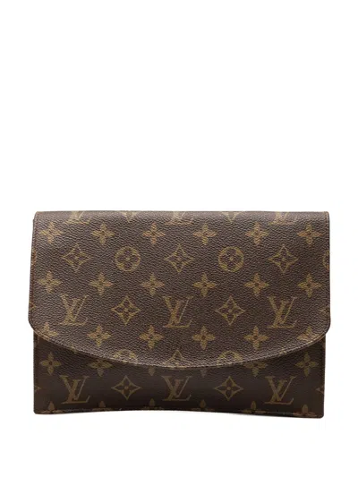 Pre-owned Louis Vuitton 1986 Monogram Pochette Rabat 23 Clutch Bag In Brown