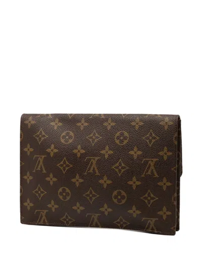 Pre-owned Louis Vuitton 1986 Monogram Pochette Rabat 23 Clutch Bag In Brown