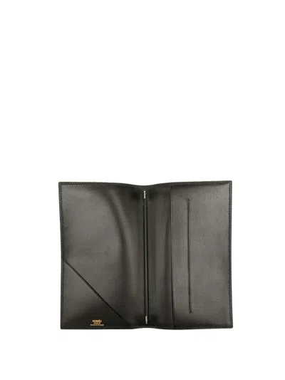 Pre-owned Hermes 1995 Box Calf Agenda Cover In Black