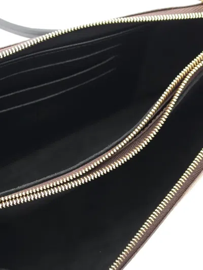 Pre-owned Louis Vuitton 2021-2025 Monogram Giant Reverse Double Zip Pochette Crossbody Bag In Brown