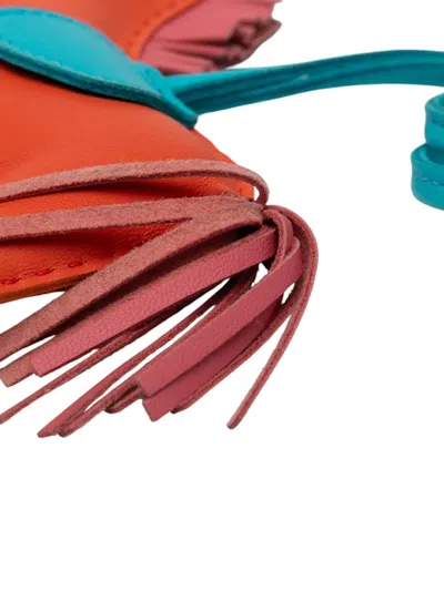 Pre-owned Hermes 2020-2025 Milo Lambskin Grigri Rodeo Bag Charm Mm Key Chain In Orange