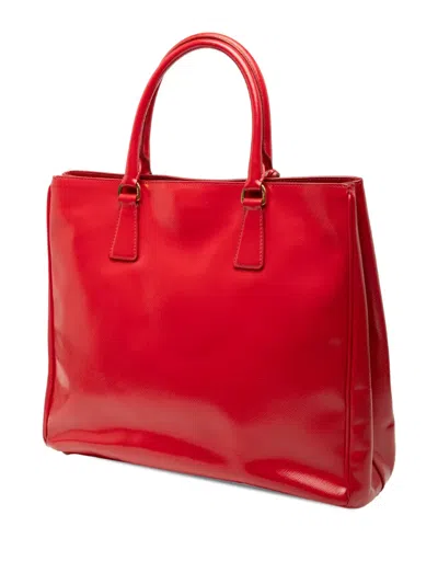 Pre-owned Prada 2010-2025 Large Saffiano Vernice Galleria Satchel In Red
