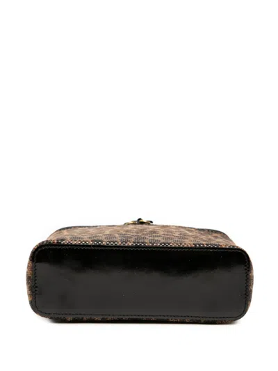 Pre-owned Loewe 20th Century Perforated Leather Leopard Print Vanity Bag In Black