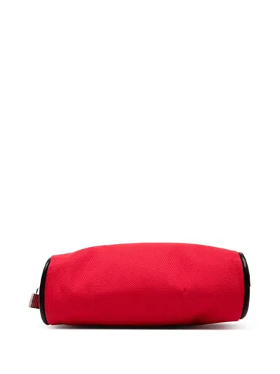 Pre-owned Burberry 2000-2017 Nova Check Trimmed Canvas Pouch In Red