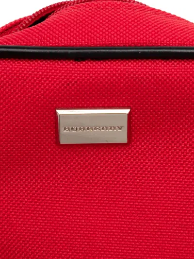 Pre-owned Burberry 2000-2017 Nova Check Trimmed Canvas Pouch In Red