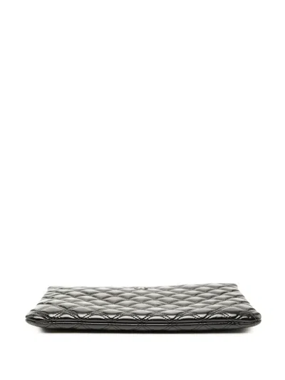 Pre-owned Chanel 2014-2015 Medium Quilted Patent O Case Clutch Bag In Black