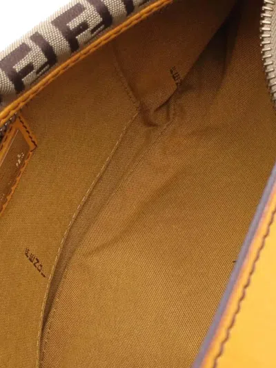 Pre-owned Fendi 2010-2025 Zucchino Canvas Chef Pocket Shoulder Bag In Brown