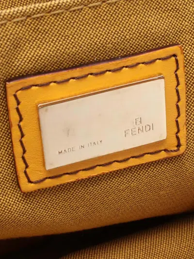 Pre-owned Fendi 2010-2025 Zucchino Canvas Chef Pocket Shoulder Bag In Brown