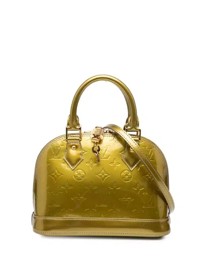 Pre-owned Louis Vuitton 2010 Monogram Vernis Alma Bb Satchel In Green