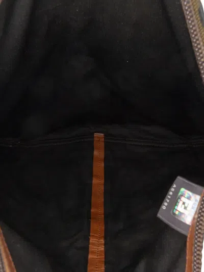 Pre-owned Fendi 2000-2010 Zucca Canvas Ff Flat Messenger Bag Crossbody Bag In Brown