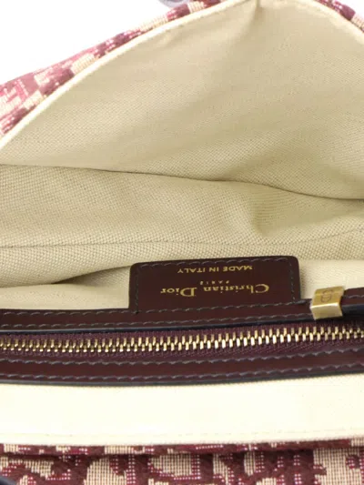 Pre-owned Dior Saddle Handbag Oblique Canvas Medium Shoulder Bag In Red