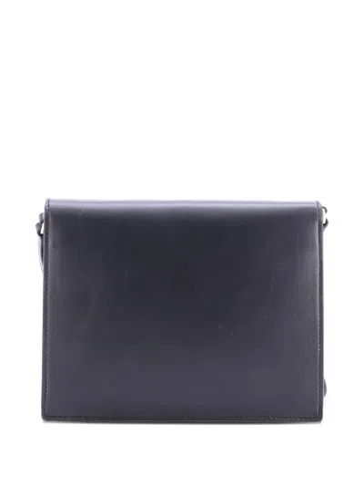 Pre-owned Dolce & Gabbana Dg Logo Flap Shoulder Bag Leather Small Crossbody Bag In Black