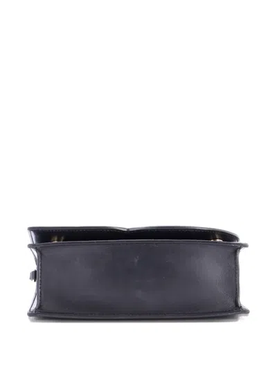 Pre-owned Dolce & Gabbana Dg Logo Flap Shoulder Bag Leather Small Crossbody Bag In Black