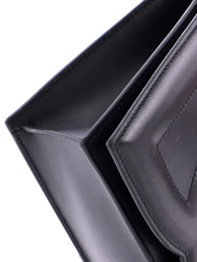 Pre-owned Dolce & Gabbana Dg Logo Flap Shoulder Bag Leather Small Crossbody Bag In Black