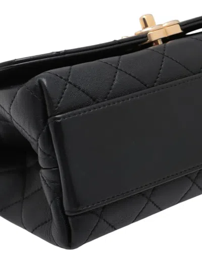 Pre-owned Chanel 2019 Small Quilted Lambskin La Parisienne Flap Satchel In Black