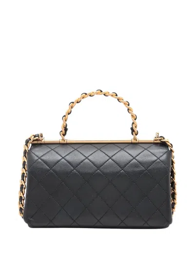 Pre-owned Chanel 2019 Small Quilted Lambskin La Parisienne Flap Satchel In Black