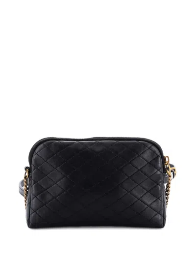 Pre-owned Saint Laurent Gaby Zipped Pouch Quilted Leather Crossbody Bag In Black