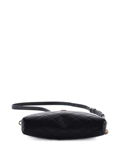 Pre-owned Saint Laurent Gaby Zipped Pouch Quilted Leather Crossbody Bag In Black