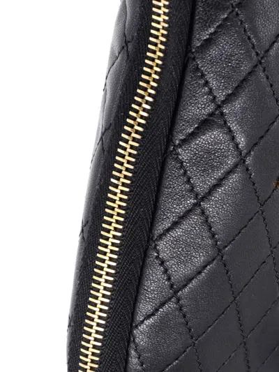 Pre-owned Saint Laurent Gaby Zipped Pouch Quilted Leather Crossbody Bag In Black