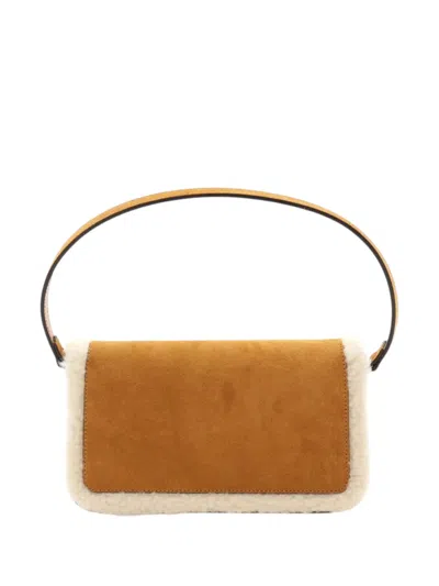 Pre-owned Gucci 2016-2025 Mini Shearling Suede 1955 Horsebit Handbag In Brown