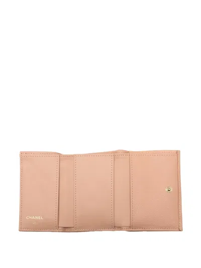 Pre-owned Chanel 2021-2025 Cc Quilted Caviar Compact Flap Wallet Small Wallets In Pink