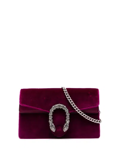 Pre-owned Gucci 2016-2025 Mini Velvet Dionysus Crossbody Bag In Purple