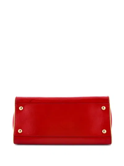 Pre-owned Prada Promenade Bag Vernice Saffiano Leather Medium Satchel In Red