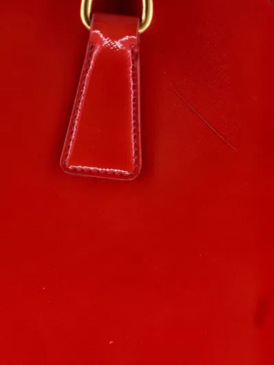 Pre-owned Prada Promenade Bag Vernice Saffiano Leather Medium Satchel In Red