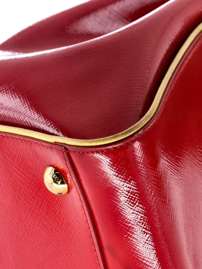 Pre-owned Prada Promenade Bag Vernice Saffiano Leather Medium Satchel In Red