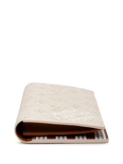 Pre-owned Louis Vuitton 2021-2025 Monogram Heritage Portefeuille Brazza Wallet Long Wallets In White