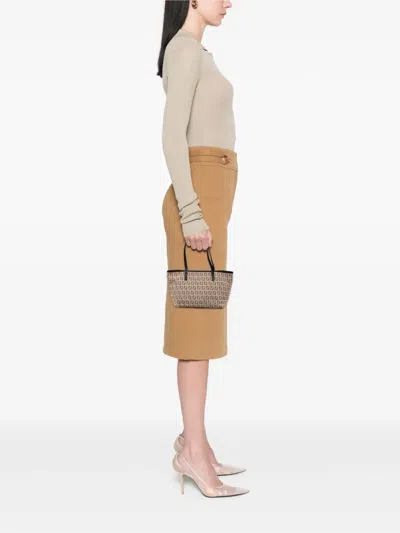Pre-owned Fendi 2000-2010 Zucchino Canvas Tote Bag In Brown