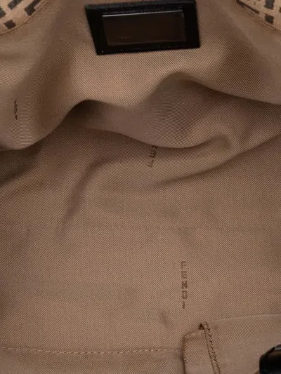 Pre-owned Fendi 2000-2010 Zucchino Canvas Tote Bag In Brown