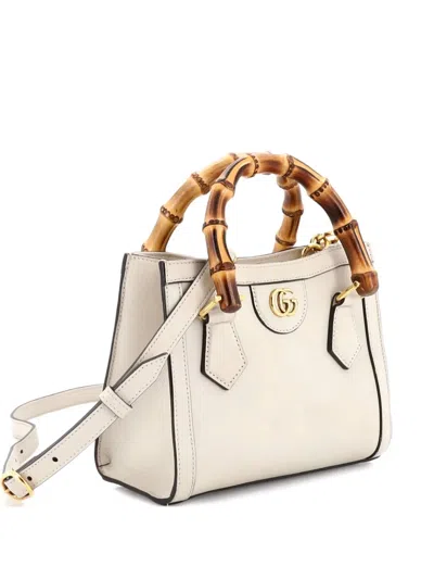 Pre-owned Gucci Diana Nm Bamboo Handle Tote Leather Mini Crossbody Bag In Neutral