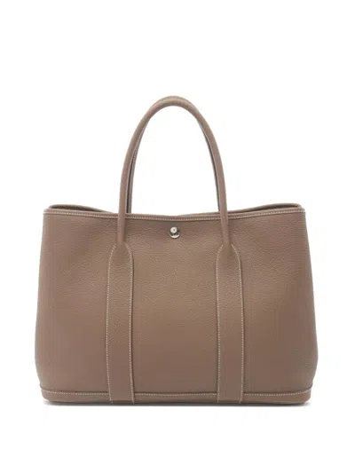 Pre-owned Hermes 2020 Negonda Garden Party 36 Tote Bag In Brown