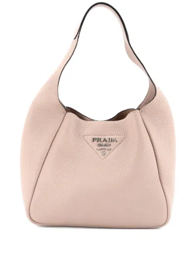Pre-owned Prada Dynamique Vitello Daino Small Hobo Bag In Neutral