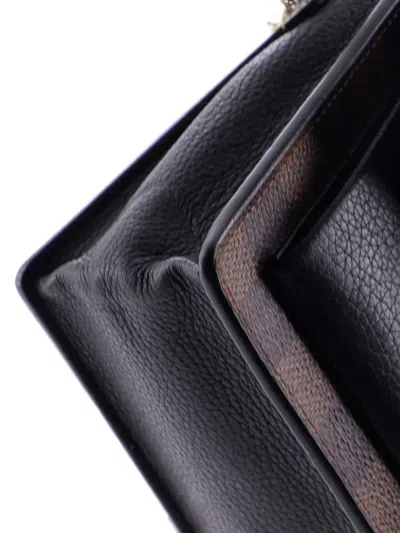 Pre-owned Louis Vuitton Vavin Chain Wallet Nm Damier With Leather Crossbody Bag In Brown