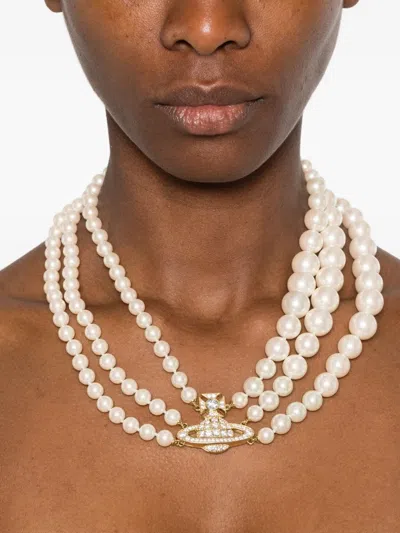 Vivienne Westwood Pearl-embellished Necklace In Metallic