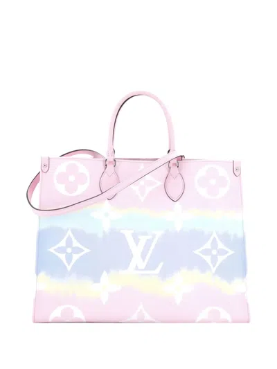 Pre-owned Louis Vuitton Onthego Limited Edition Escale Monogram Giant Gm Tote Bag In Pink