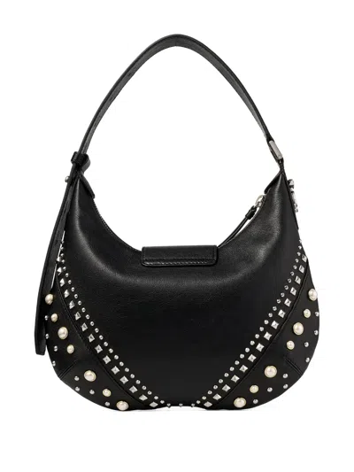 Jimmy Choo Small Bar Hobo Studded Pearl Shoulder Bag In Black