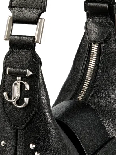 Jimmy Choo Small Bar Hobo Studded Pearl Shoulder Bag In Black