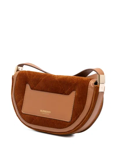 Pre-owned Burberry 2018-2025 Micro Corduroy Olympia Shoulder Bag In Brown