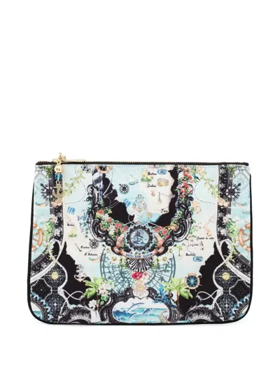 Camilla Patterned Anchor-charm Clutch Bag In Blue