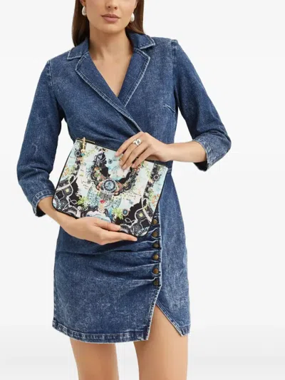 Camilla Patterned Anchor-charm Clutch Bag In Blue