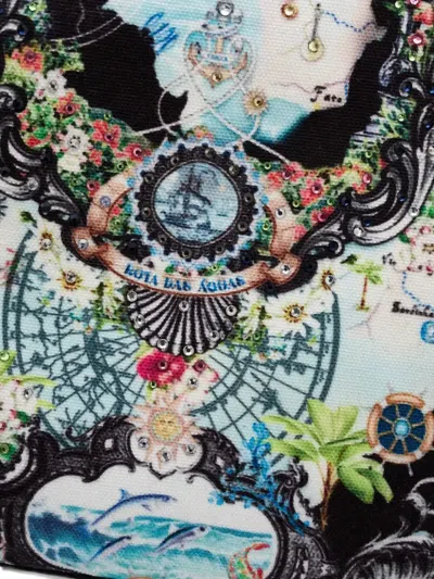 Camilla Patterned Anchor-charm Clutch Bag In Blue