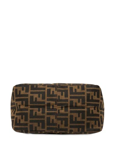 Pre-owned Fendi 20th Century Zucca Canvas Double Flap Mamma Shoulder Bag In Brown