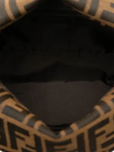 Pre-owned Fendi 20th Century Zucca Canvas Double Flap Mamma Shoulder Bag In Brown