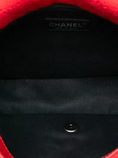 Pre-owned Chanel 2015-2016 Paris-salzburg Medium Quilted Wool Edelweiss Flap Crossbody Bag In Red