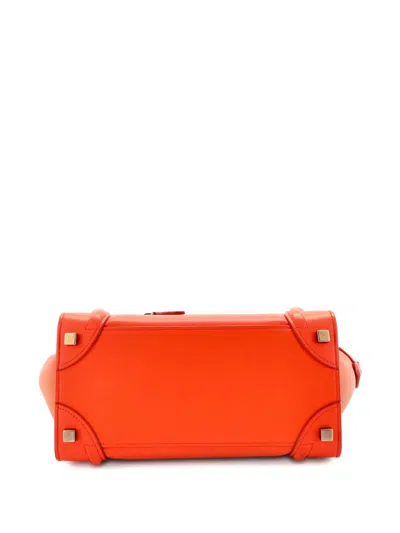 Pre-owned Celine Luggage Bag Smooth Leather Micro Tote Bag In Orange