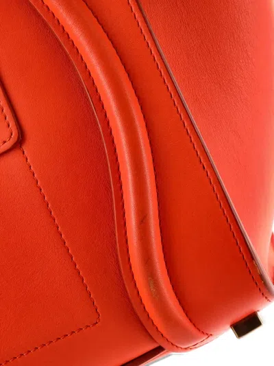 Pre-owned Celine Luggage Bag Smooth Leather Micro Tote Bag In Orange